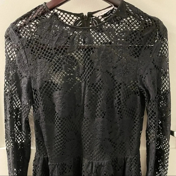 & Other Stories Long Sleeve Lace Detail Black Fit Flare Dress US 8 Black - Picture 6 of 11